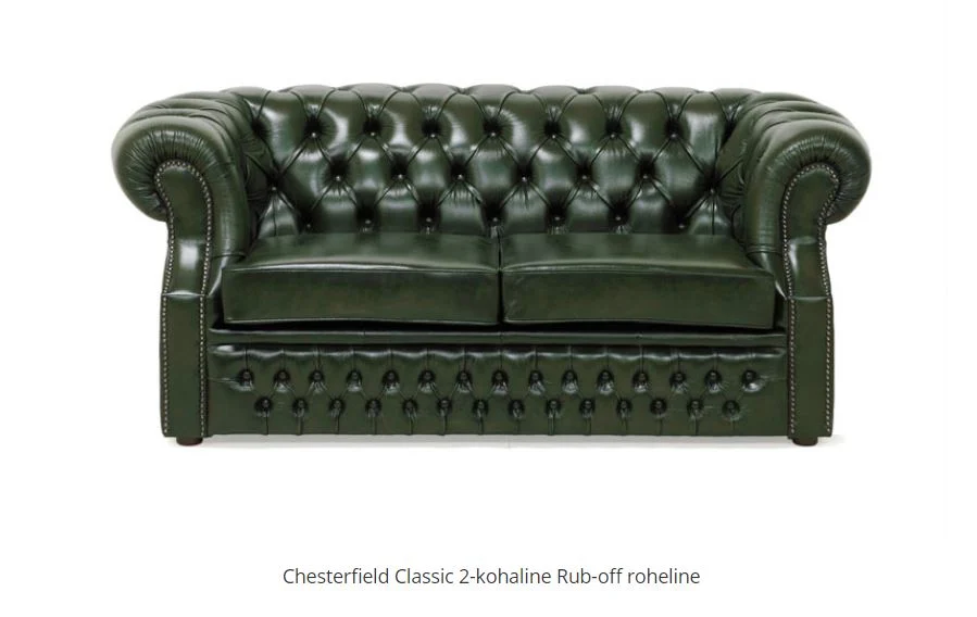 Nahkdiivan Chesterfield 2-kohaline L: 160cm