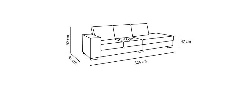 Diivan New Yorker avatud otsaga 324cm