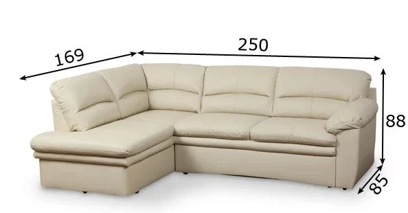 Nahast nurgadiivanvoodi Amasco pesukastiga 250cm*169cm