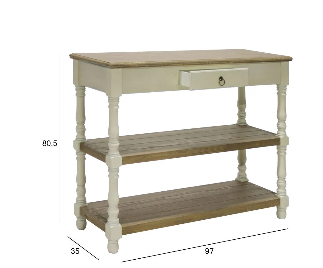 Riiul-abilaud SAMIRA 97*35*80,5cm SAAR antiikvalge/naturaalne
