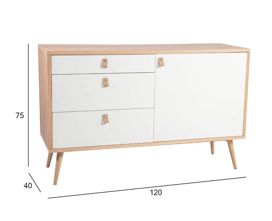 Kummut HELENA 120*40*75cm naturaalne/valge