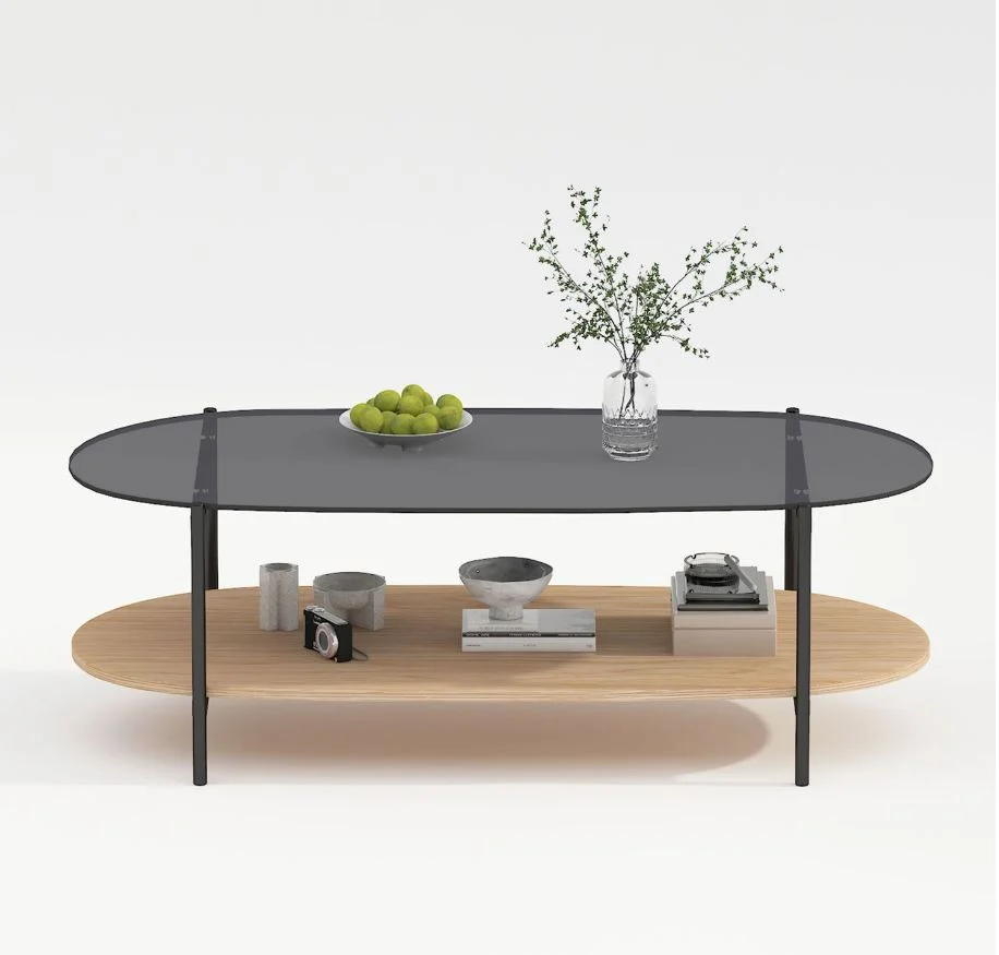 Diivanilaud CINDY 120*55*H40cm hall klaas/melamiin tamm
